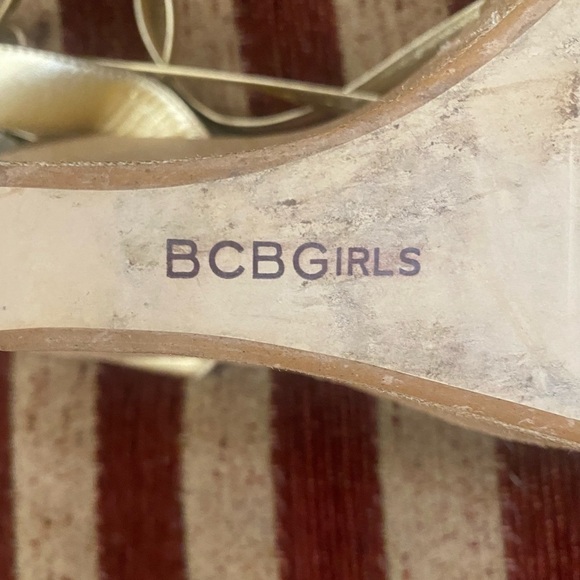 NWOT BCBGirls gold, wedge heel with tie up the leg as low or high as you want. - Picture 10 of 11